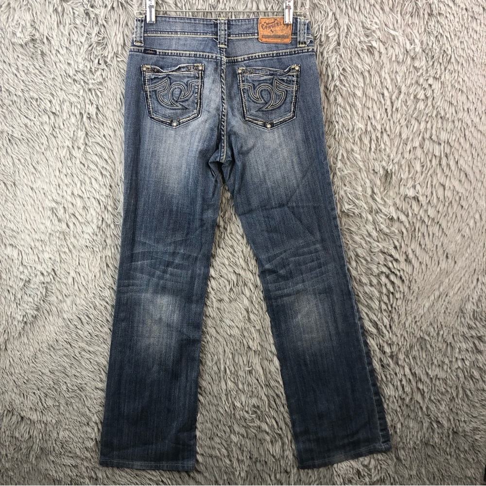 Cowgirl Up Jeans Womens Size 28 Bootcut Embroidered Denim Don’t Fence Me In